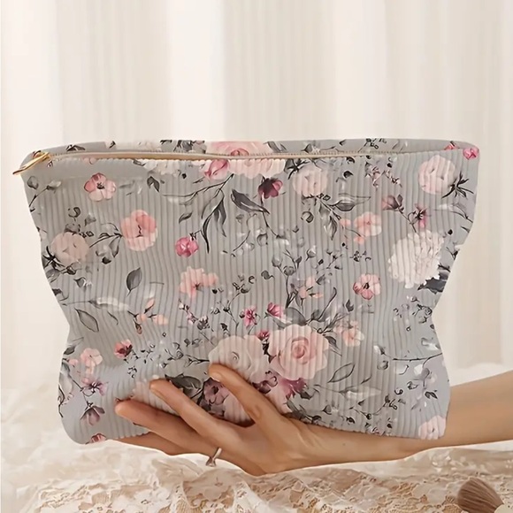 Handbags - Floral Corduroy Cosmetics Bag